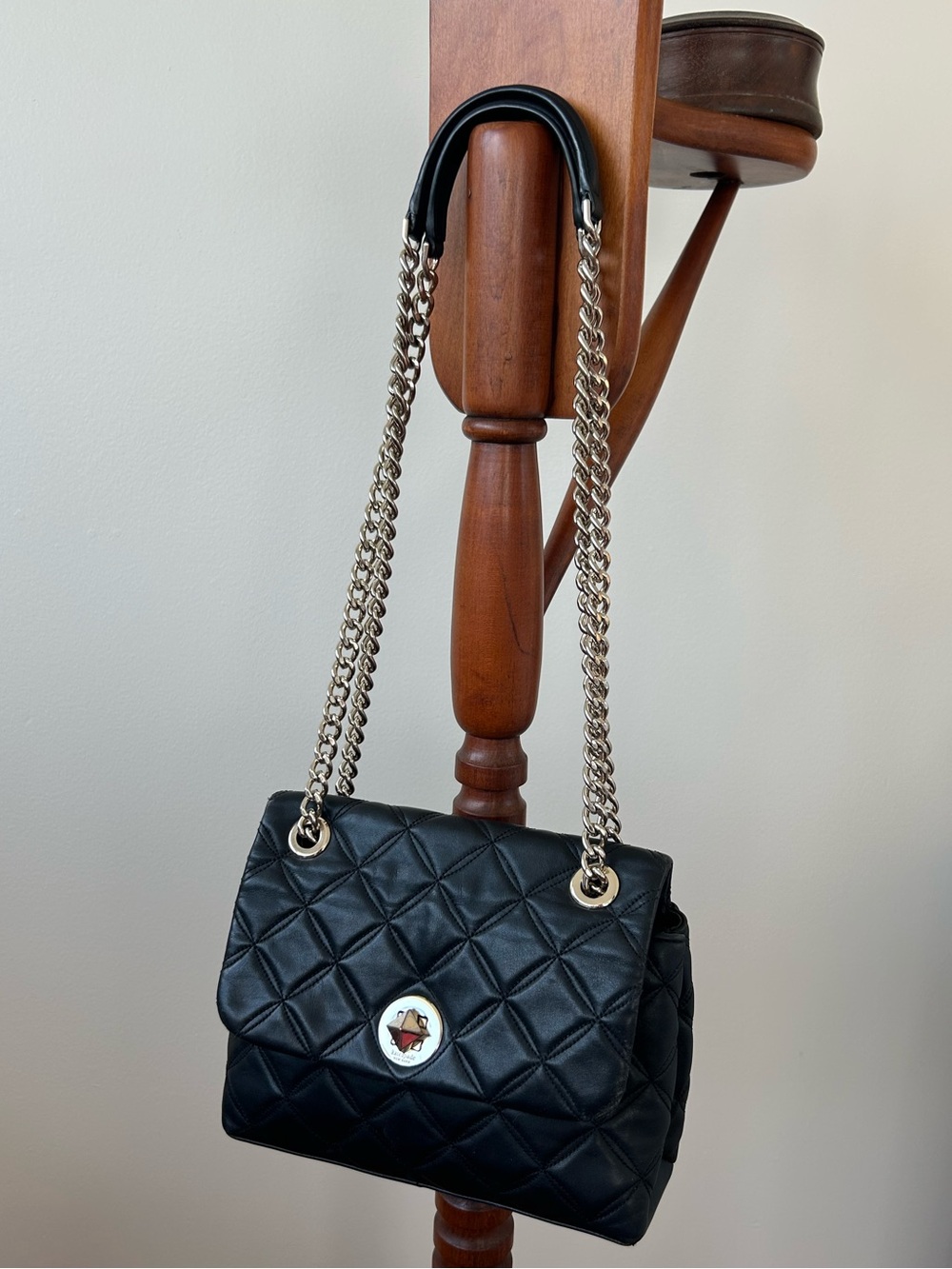 Kate Spade Natalia Quilted Black Shoulder Bag with Chain Strap